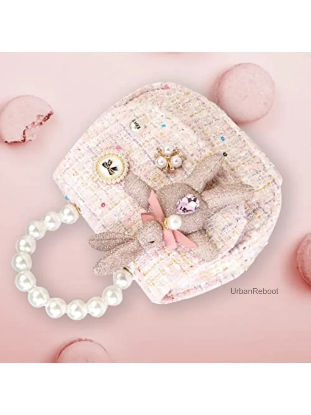 Girls Bunny Crown Crossbody Bag Pearl Handle Mini Purse